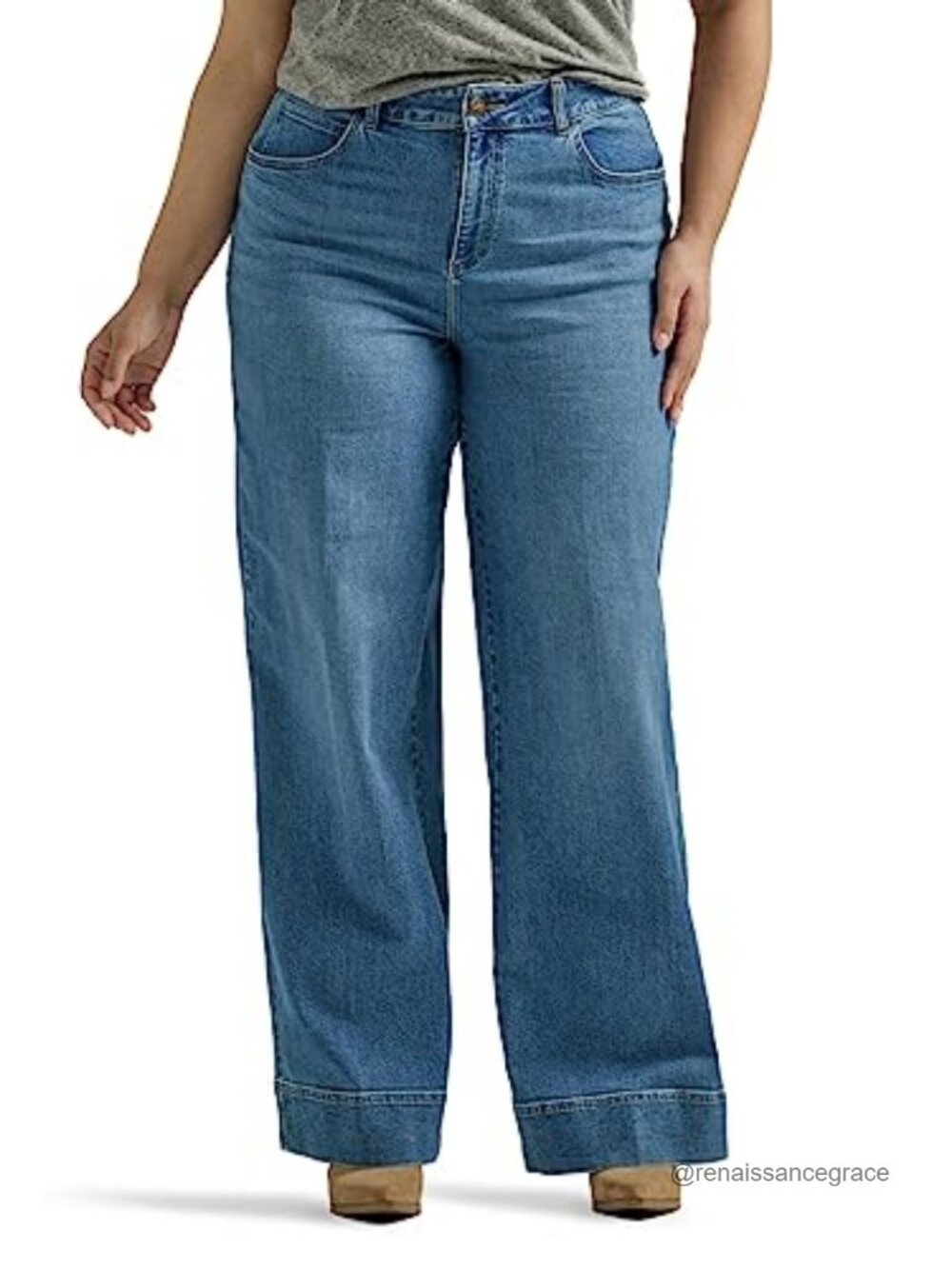 Lee Plus Size High Rise Trouser Jeans Stretch Denim Relaxed Fit